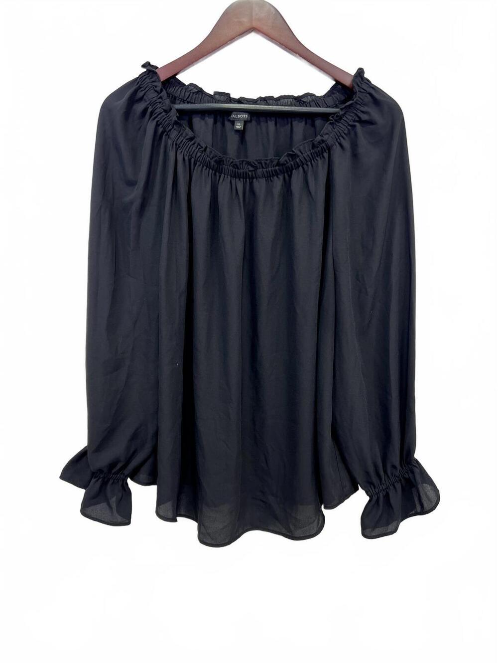 Talbots Size XL Black Off-Shoulder Blouse